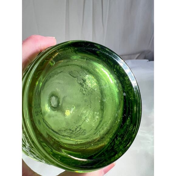 Light Green Glass Wine Bottle & Stopper MCM Vineyard Pattern Embossed Decanter - Picture 11 of 16